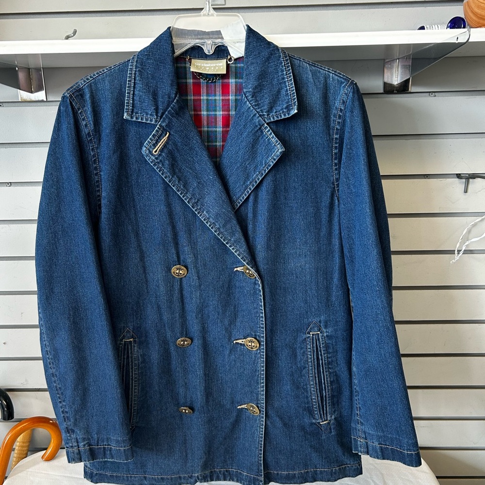 Liz Claiborne Dark Blue Double-Breasted Jean Jacket 90’s denim